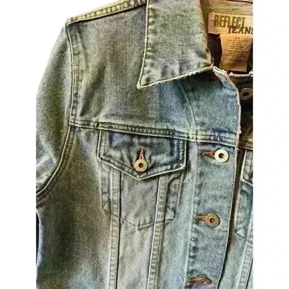 Reflect Jeans Women's Denim Jacket Blue Medium Long Sleeve Button Front - Picture 2 of 7